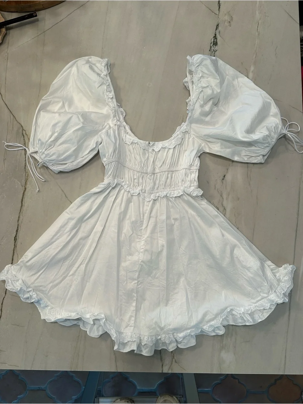 For Love & Lemons White Ruched Mini Dress - Picture 2 of 3